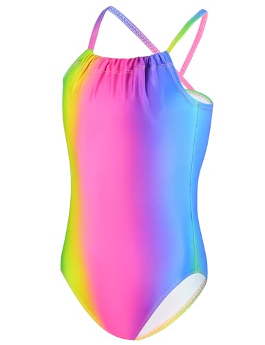 Image of TENVDA Girls Swimsuit Summer Beach Sport Halter Bathing Suits One Piece Swimwear for 2-12 Years Old Kids