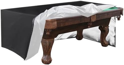Waterproof Outdoor Pool Table Cover 10FT/7FT, Heavy-Duty 420D Oxford Fabric with Storage Bag, All-Weather Protection for Indoor/Outdoor Billiard Table Dust Cover(D)