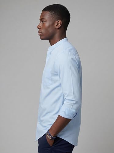 Image of Amazon Brand - INKAST Men's Cotton Blend Plain Solid Casual Shirt | Mandarin Collar | Full Sleeves | Regular Straight Fit | Office & Daily Casual Wear