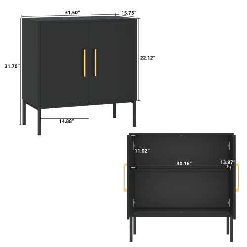 Novamaison Sideboard Buffet Cabinet, Black Storage Cabinet With 2 Doors And Adjustable Shelves, Accent Cabinet For Dining Room,Hallway #TOP1