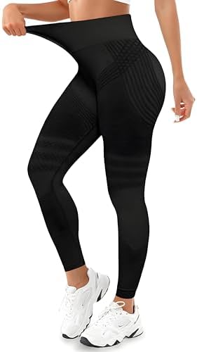Anti-Cellulite Leggings Damen Lang, Kompressions Sportleggings High Waist | Sport Leggings mit Butt Push Up und Bauchkontrolle, Elastisch Kompressionsleggings für Yoga, Fitness, Gy