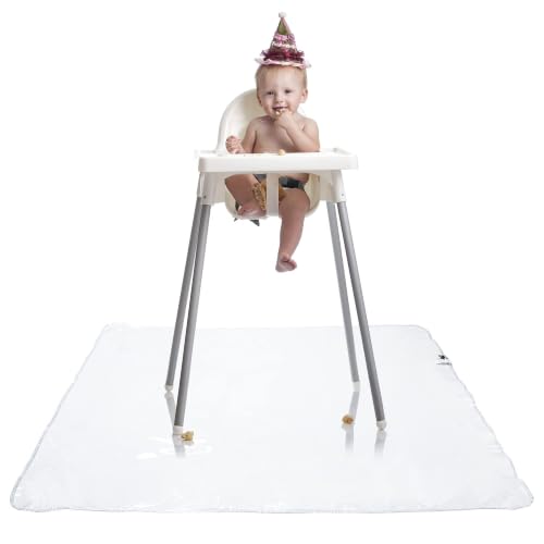 Graco Under High Chair Mat, 50", Clear, Pack of 1 | Waterproof & Washable, Plastic, Food/Spill Catcher, Eating, Painting & Art Floor Cover - image 1