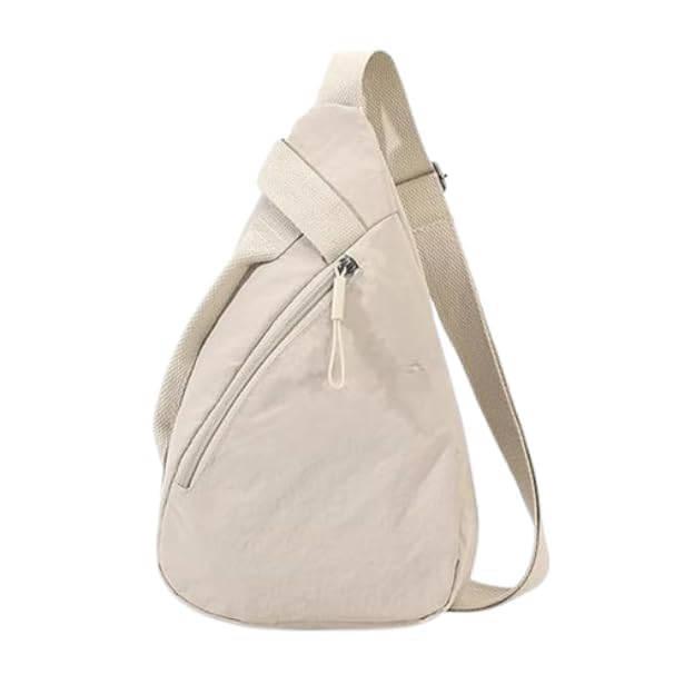 Chest Bag for Men, Shoulder Sling Bag, Shoulder Bag Men, with Main Compartment and Hidden Pocket Lightweight Washed Nylon Crossbody Bag for Daily Commute Hiking Work 32cm x 19cm x 8cm Beige-image-15