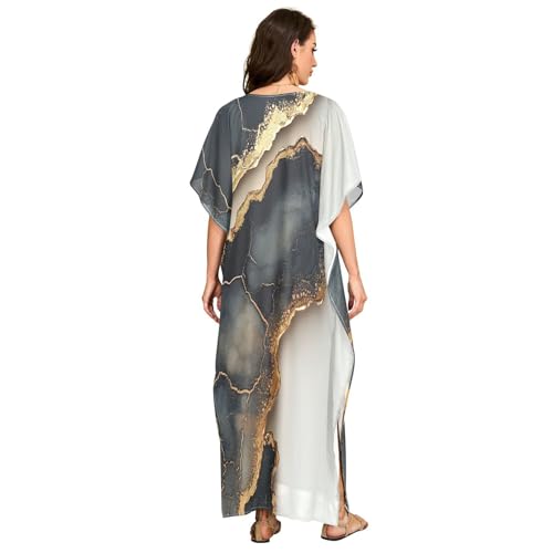 Robe de plage longue en marbre noir taille M fluide - 3