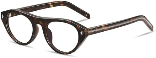 YMRFW Oval Blue Light Blocking Glasses for Women Retro Cat Eye 90s Glasses Computer TV Eyeglasses Anti Eyestrain
