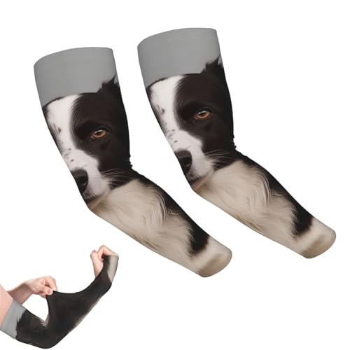 VTCTOASY Arm Sleeves for Men Women UV Sun Protection Sleeves Border Collie Arm Sleeve Cooling Tattoo Cover