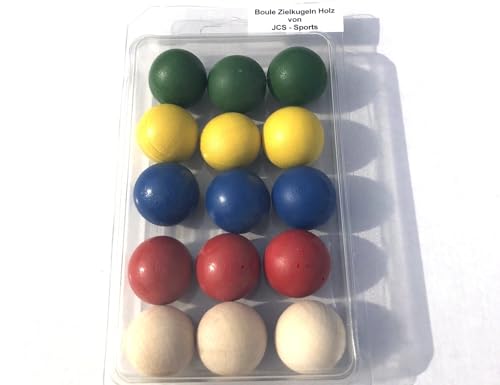 Generisch Boule Ziel Kugeln 15 Stück in 5 Top Farben Cochonnet Schweinchen Wuzz aus Holz Ziel Kugel