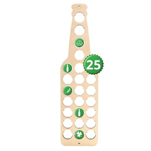 Creative DECO Botella de Contrachapado Soporte para Chapas de Cerveza | Tamaño 12 x 44 x 0,5 cm | Colección de 25 Chapas de Botellas Decoración de Pared de Madera | Regalo para los Amantes de Cerveza