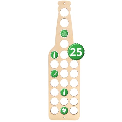 Creative Deco Bouteille de Bière en Contreplaqué | Support de Collection de 25 Capsules de Bouteilles | 12 x 44 x 0,5 cm | Décoration Murale et Artisanale |...