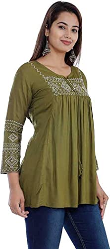 Image of Kartik Fashion Women Rayon Embroidered Regular Top