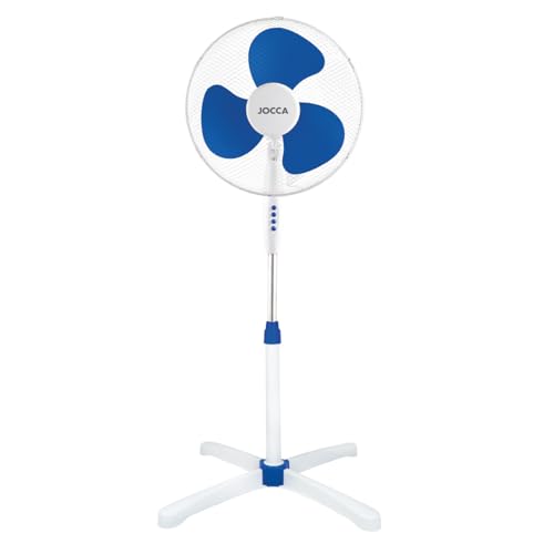 Jocca - Ventilador de Pie 40W| 3 Velocidades| Cabezal Reclinable Oscilación 90º| Diamétro 40cm| Altura Ajustable| 3 Aspas| Silencioso