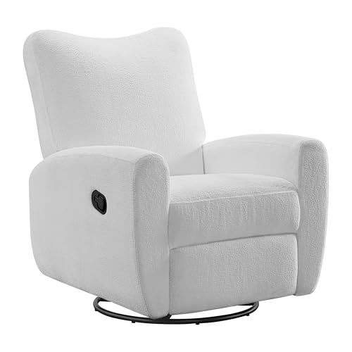 Oxford Baby Synergy Glider Recliner Rocking Chair 360° Swivel for Nursery and Living Room - Plush White