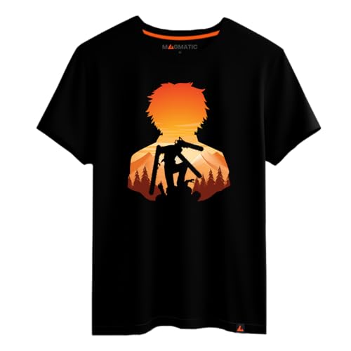 Magmatic - Chainsaw M. Manga T-Shirt for Men Unisex Child Black Premium 100% Cotton T-Shirt Manga Gift Anime Shonen for Shonen Fan Men