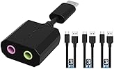 Sabrent Adaptador de sonido estéreo externo USB tipo C para Windows y Mac. + [Paquete de 3] 22AWG Premium USB-C a USB A 3.0 de 3 pies