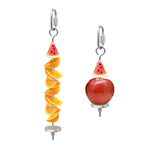 Wpmlady Bird Food Holder, Bird Feeders, Stainless Steel Parrot Fruit Vegetable Stick Holder, Foraging Toy, Bird Treat Skewer, 2 Pack