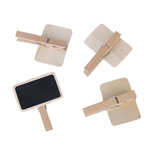 NUOBESTY 10 Piezas pizarra con clip clips notas rayadas etiqueta pegatina boletín sargentos para madera manualidades madera pizarra de madera con clip mini pizarra de madera Bambú Black