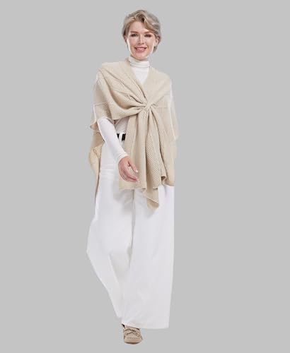 MissShorthair Women's Lightweight Knitted Shawl Thin Breathable Wrap for Outdoor Travel Spring, Poncho Daily Use, Office2