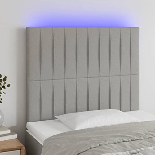 Iiaky Cabecero con Luces LED cabeceros de Cama cabeceiras de Cama Tela Gris Claro 90x5x118/128 cm