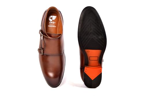 Image of CLIFF FJORD Mens Synthetic Formal Keith Buckle Twin Monk Shoes | Office