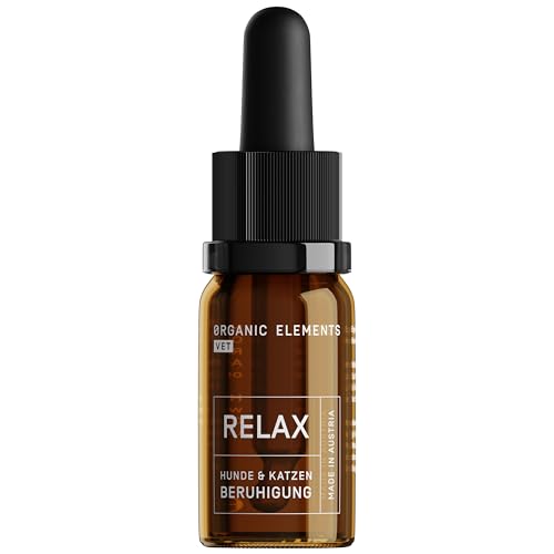 ORGANIC ELEMENTS Vet – Relax-Tropfen für Hunde & Katzen – Hanföl mit Lachsöl, L-Tryptophan & L-Theanin – zur Beruhigung bei Stress, Reise & Gewitter...