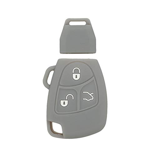BROVACS Silicone Cover Protector Case Holder Skin Jacket Compatible with MERCEDES BENZ 3 Button Smart Remote Key Fob CV4956 Grey