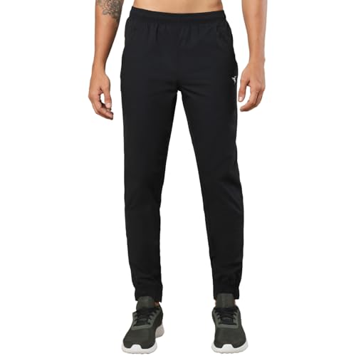 Image of TECHNOSPORT Men Mid Rise Regular Fit Solid Stretchable Joggers, Techno Dry for Regular Use and Sports