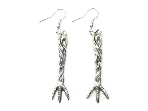 Boucles d'oreilles pieds d'oiseau en argent 925 fait main Art nouveau 50mm