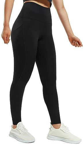 PERSIT Women's Recycled EcoVital Gym Leggings - Tummy Control, High Waisted Compression Black Running Workout Sports Leggings Yoga Pants for Women - 25 Inches Black S