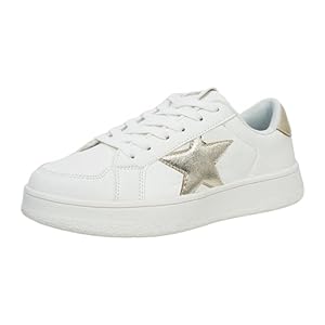 Women’s Fashion Star Sneaker Low Top Comfortable Cushioned Fashion Sneakers Lace Up Glitter Platform Party Shoes