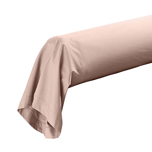 douceur d'intérieur, Taie de Traversin (85 x 185 cm) Percaline Nude, Percale de Coton