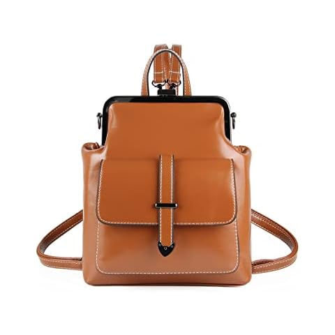 BWBIKE Women Fashion Backpack Purse PU Leather Mini Backpack Travel Casual Ladies Shoulder Bag Top-Handle Carry Bag(Brown) Cover
