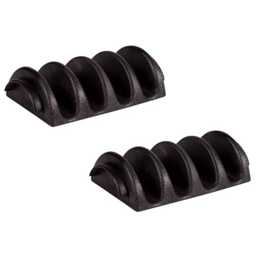 Soro Essentials- 4 Slots Taco Holder Black Plastic Set of 2 - Soft or Hard Taco Shell Holder Stands Taco Rack Street Taco Tray Plates Keeping Shells Upright for Party Taco Bar Accessories