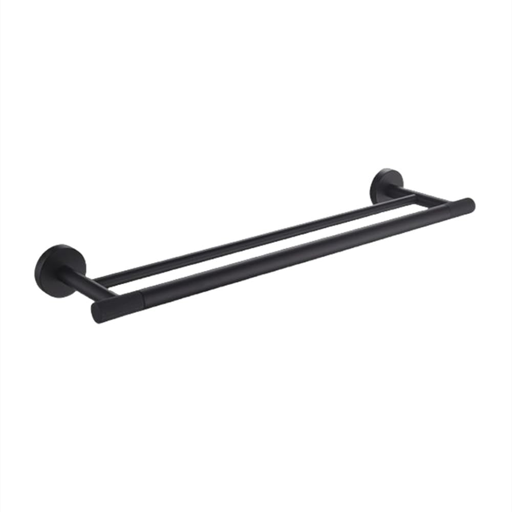 Accesorios de baño Negro Mate Kit de Hardware Montaje en Pared Toallero Estante Barra Anillo Soporte para Cepillo de Papel higiénico Gancho de Acero Inoxidable, Barra de Toalla Doble