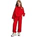 Kids Sweatsuit,Girls Fashion,Girls Half Zip 2 Piece Sweatsuits - Teen Kids Sweatshirts and Jogger Sweatpants Casual Sweat Set Daily Outfits,9-10 Years,01-Red