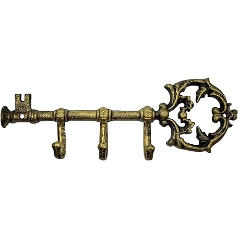 Stephanie Imports Rustic Key-Shaped Key Holder with Hooks thumbnail