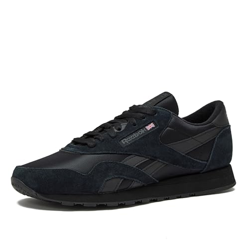 Reebok Zapatillas clásicas de nailon para hombre, Core Black/Pure Grey, 46 EU