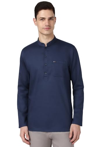 Image of Peter England Men Cotton Regular Fit Everyday Festive Solid Short Kurta