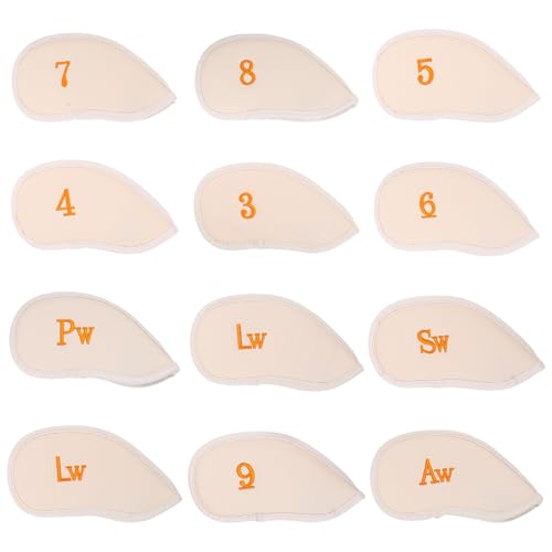 MAGICLULU Juego de 12 Fundas para Palos de Golf Blancas Números, Cubiertas Ligeras de Tela Resistente para Cabezas de Hierro, Protección contra Polvo y Arañazos, Accesorio Adecuado