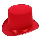 AKOOSY Sombrero de Copa Roja para Disfraz de Accesorio para Fiesta Temática Elegante Sombrero para Adultos Complemento Vintage para