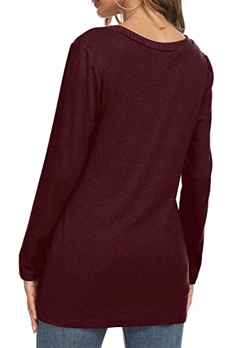 NILOUFO Womens Long Sleeve Shirts Casual Blouses Trendy Twist Knot Tunics Tops for Leggings2