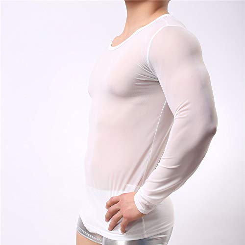 Mendove Men's Sexy Mesh See Through Long Sleeve Top Undershirt Nightwear3