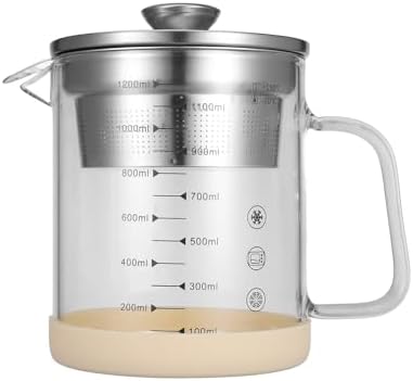 BinaryABC Yogurt Strainer,Nut Milk Strainer,Juice Food Strainer,Glass Teapot with Mesh Strainer,Stainless Steel Iced Tea Pitcher(1200ML)
