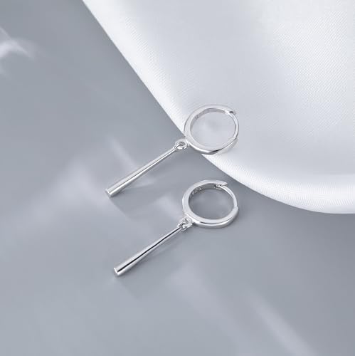Reffeer Solid 925 Sterling Silver Bar Hoop Dangle Earrings for Women Teens Bar Dangle Earrings Minimalist Hoop Drop Earrings4