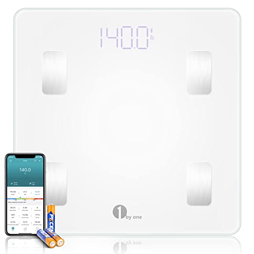1 By One Scale For Body Weight, Smart Body Fat Scale, Digital Bathroom Weighing Scale With Water Percentage Muscle Mass Bluetooth Bmi, 14 Body Composition Analyzer, 400 Lb #TOP13