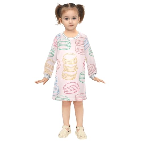 French Macaroon Girls Dresses Long Sleeve Sweatshirt Dress for Girls Winter Toddler Casual A Line Dresses Size 2-8T4