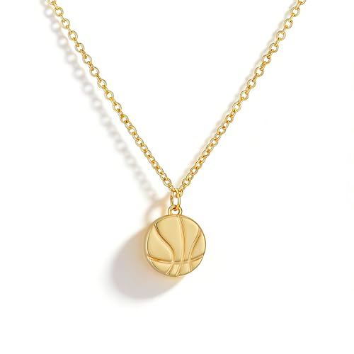 Ascona 14K Gold Plated Softball/Soccer/Volleyball/Basketball/Football Necklace for Women Teens Dainty Cute Necklaces Trendy Stuff Sports Accessories Jewelry Easter Gift for Teenage Coach Players