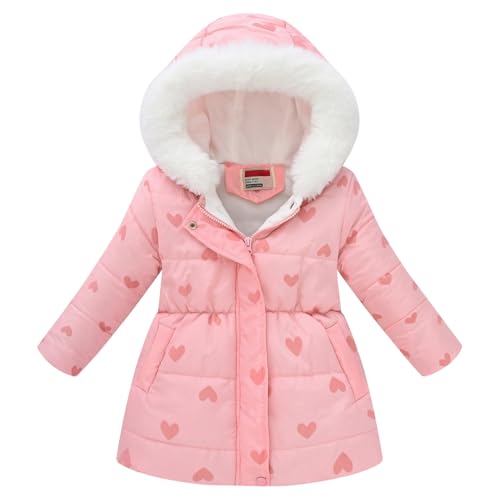 Little Girl Winter Dress Coat Fleece Outwear Puffer Jacket with Hood Kid Clothes
