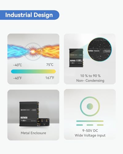 Image of LINOVISION Teltonika RUTM50000000 Industrial 5G Cellular Router, 5G LTE Router with 5 Gigabit Ethernet Ports, Dual SIM Auto-Failover, Certified by Verizon /AT&T /T-Mobile, North America Version | North America RUTM50, Carrier-Certified, Up to 3.4 Gbps, WI-FI 802.11ac