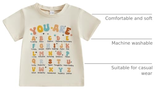 Image of Back to School Outfits for Girls Boys Toddler Letter Print First Day of School Shirt for Preschool Kindergarten