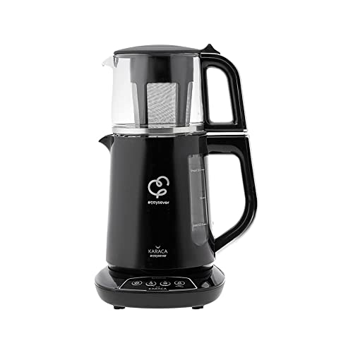 Foto von Karaca Çaysever Sprechende Teekanne Plus Wasserkocher 1700W, Chrom, BPA-frei, 1,5L Wasserkocher & 0,8L Teekanne mit Edelstahl-Teesieb und Temperaturregelung